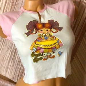 Vintage sugar spice girl braid Swedish Heidi braid Y2K top cap sleeve glitter